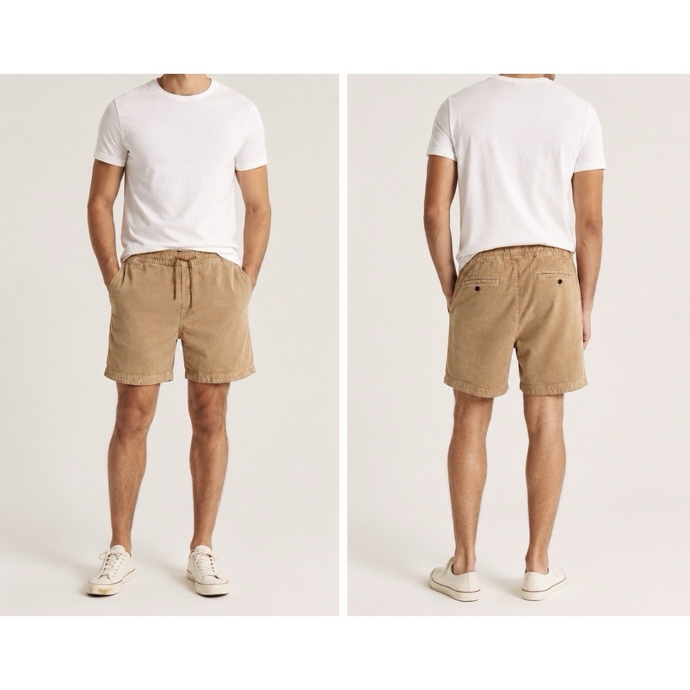 NEW! Abercrombie & Fitch Corduroy Shorts Cotton Blend Tan Men's SZ XL